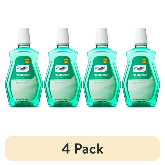 (4 pack) Equate Mouthwash, Mint Fresh, 1.5 L, Compare to Scope Classic Original Mint Mouthwash