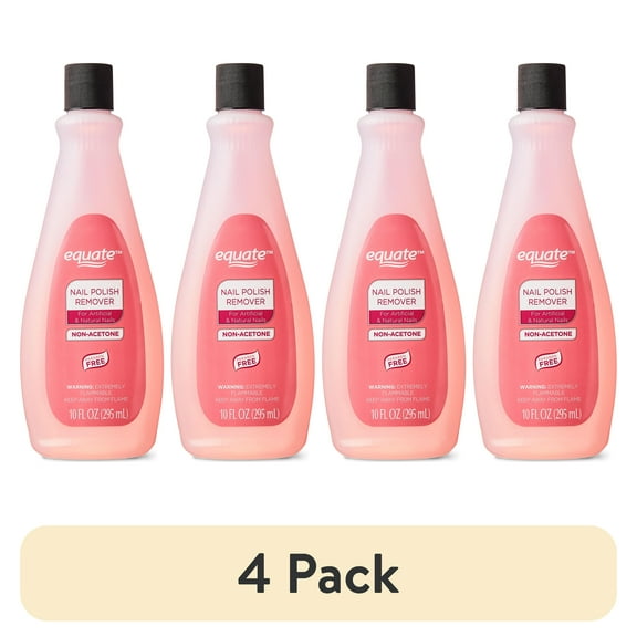 (4 pack) Equate Non-Acetone Nail Polish Remover, 10 fl oz