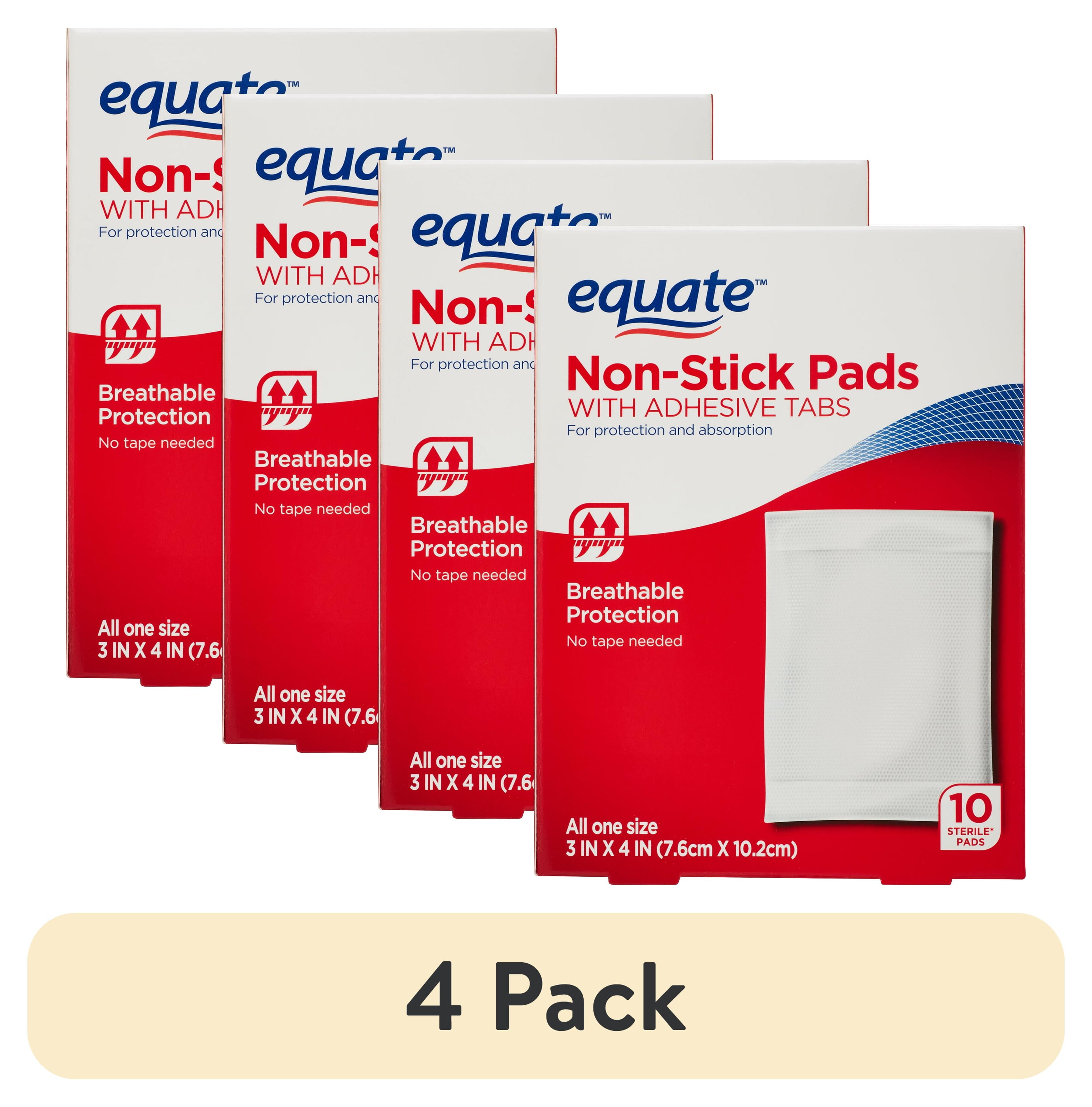 (4 pack) Equate Non-Stick Pads with Adhesive Tabs, 10 Count