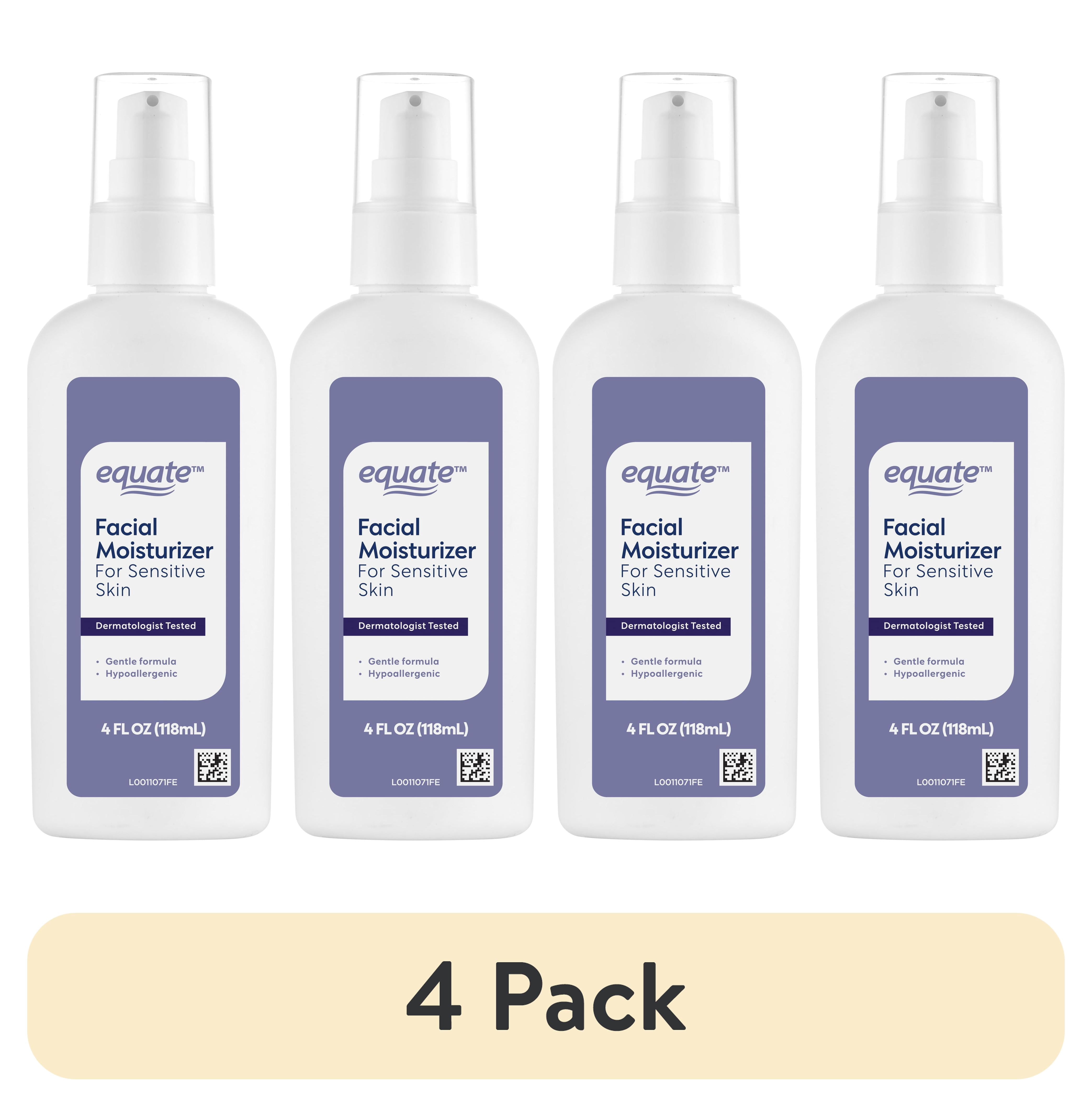 (4 pack) Equate Facial Moisturizer for Sensitive Skin, 4 fl oz, Dermatologist-Tested