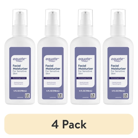 (4 pack) Equate Facial Moisturizer for Sensitive Skin, 4 fl oz