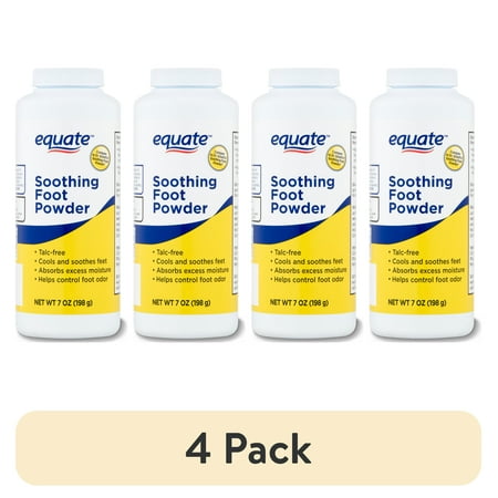 (4 pack) Equate Soothing Foot Powder, 7 oz, Compare to Dr. Scholl's® Soothing Foot Powder