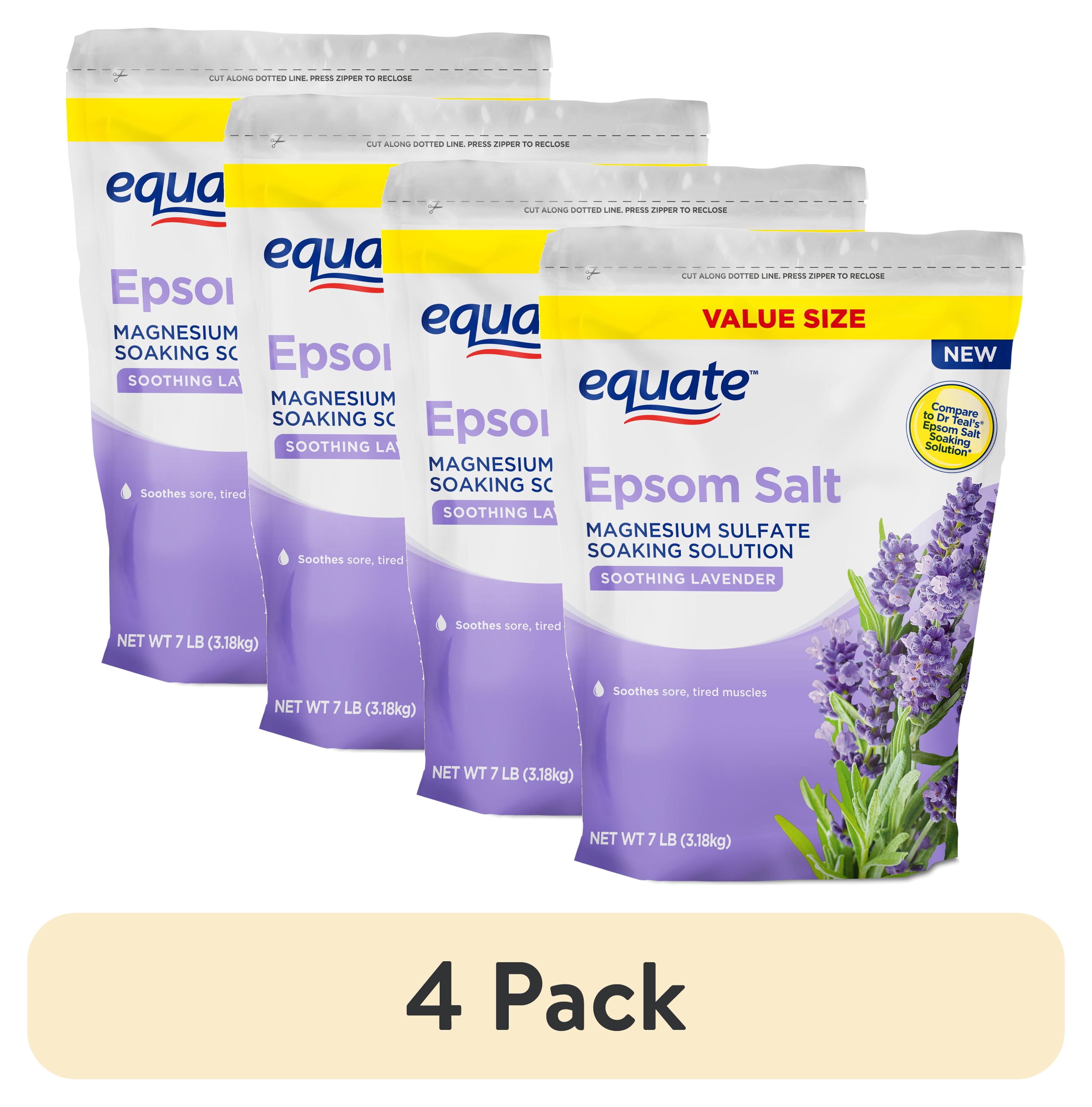 (4 pack) Equate Epsom Salt Soaking Solution, Soothing Lavender, 7 lbs