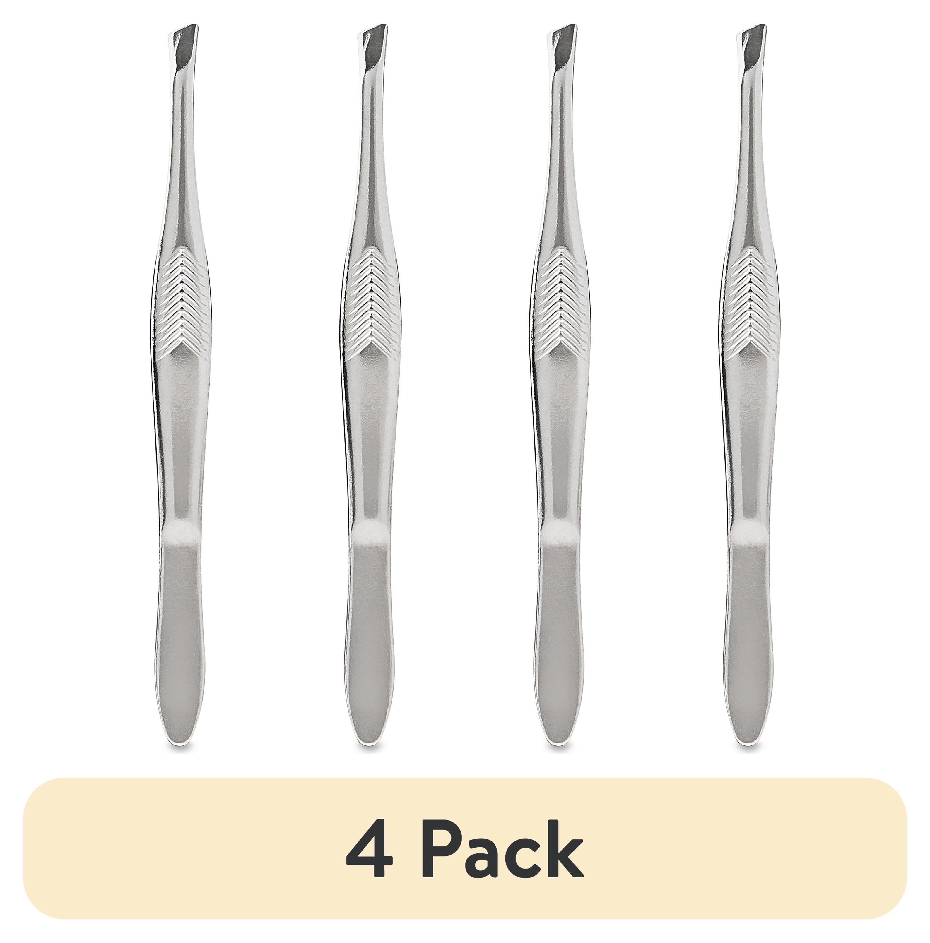 4 pack) Equate Stainless Steel Classic Slant-Tip Eyebrow Tweezers