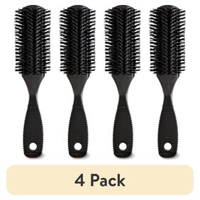 (4 pack) Equate Synthetic Bristle Styling Brush and Comb Set, Black, 2 Pieces