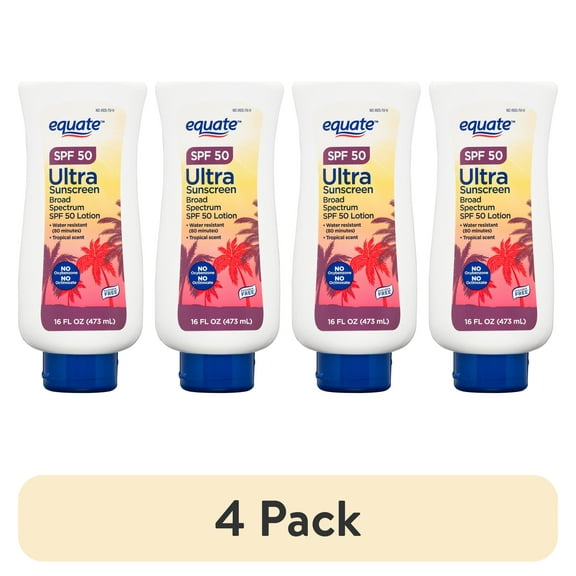 (4 pack) Equate Ultra Broad Spectrum Sunscreen Lotion, SPF 50, 16 fl oz