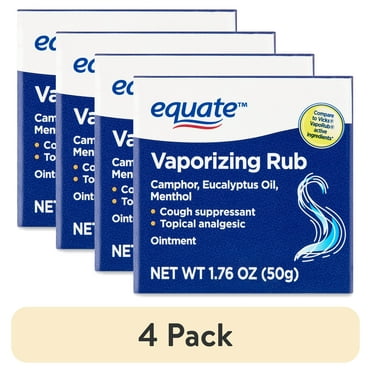 (4 pack) Equate Vaporizing Rub Topical Analgesic & Cough Suppressant Ointment, 1.76 oz, Compare to Vicks® VapoRub® Active Ingredients