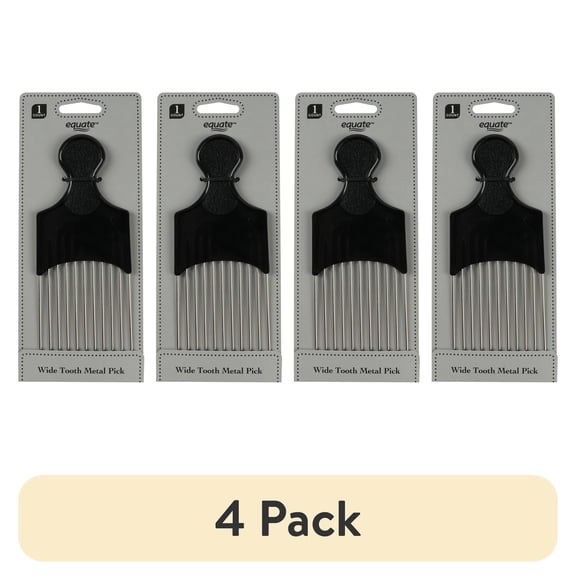 (4 pack) Equate Wide Tooth Pick to Limit Unnecessary Pulling, Black, 1 Count