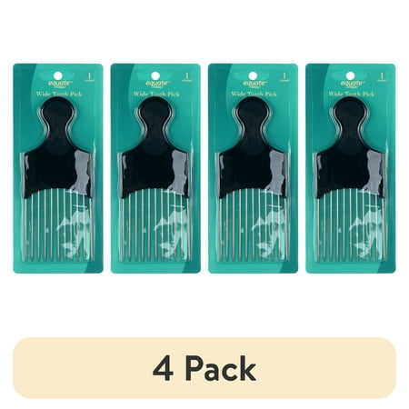 (4 pack) Equate Wide Tooth Pick to Limit Unnecessary Pulling, Black