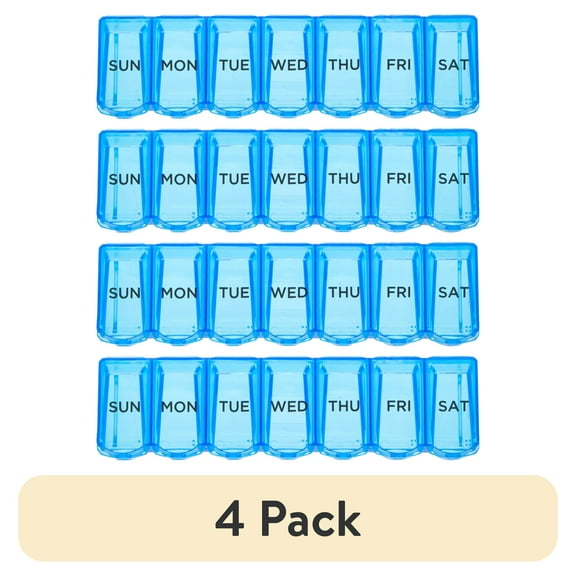 (4 pack) Equate XL AM/PM Weekly Pill Planner, 7.5"