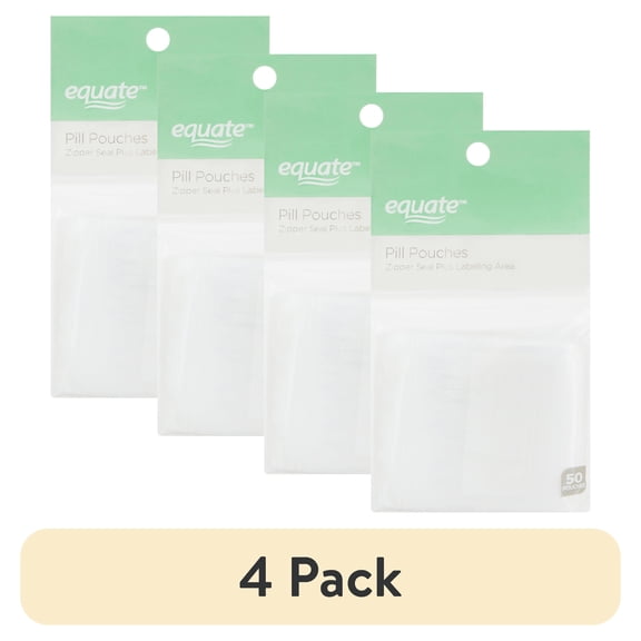 (4 pack) Equate Zipper Seal Pill Pouches, 50 Count