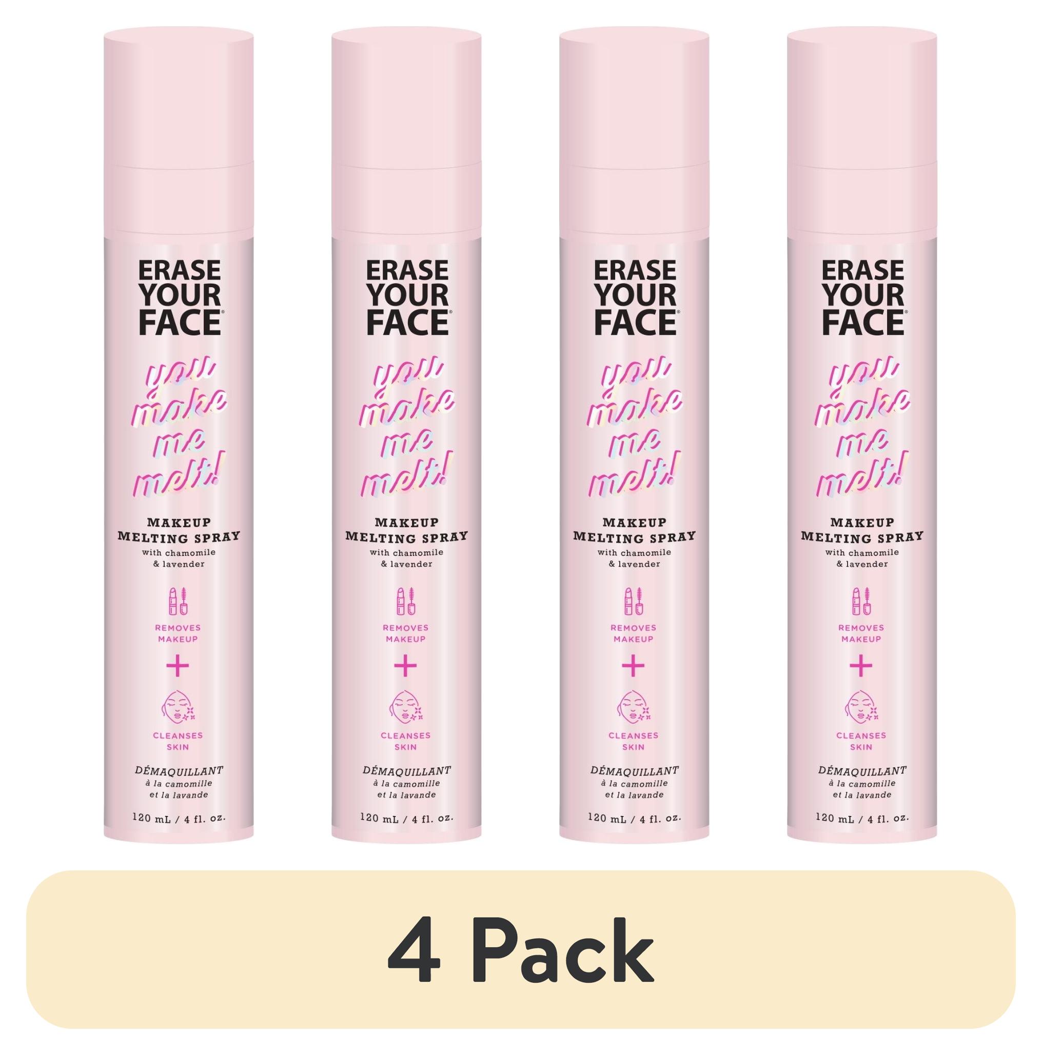 (4 pack) Erase Your Face Makeup Removing Melting Spray, Chamomile & Lavender, 120 ml