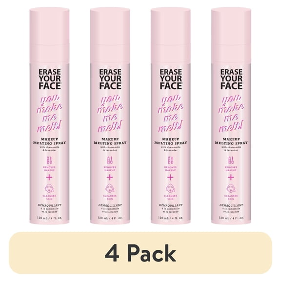 (4 pack) Erase Your Face Makeup Removing Melting Spray, Chamomile & Lavender, 120 ml