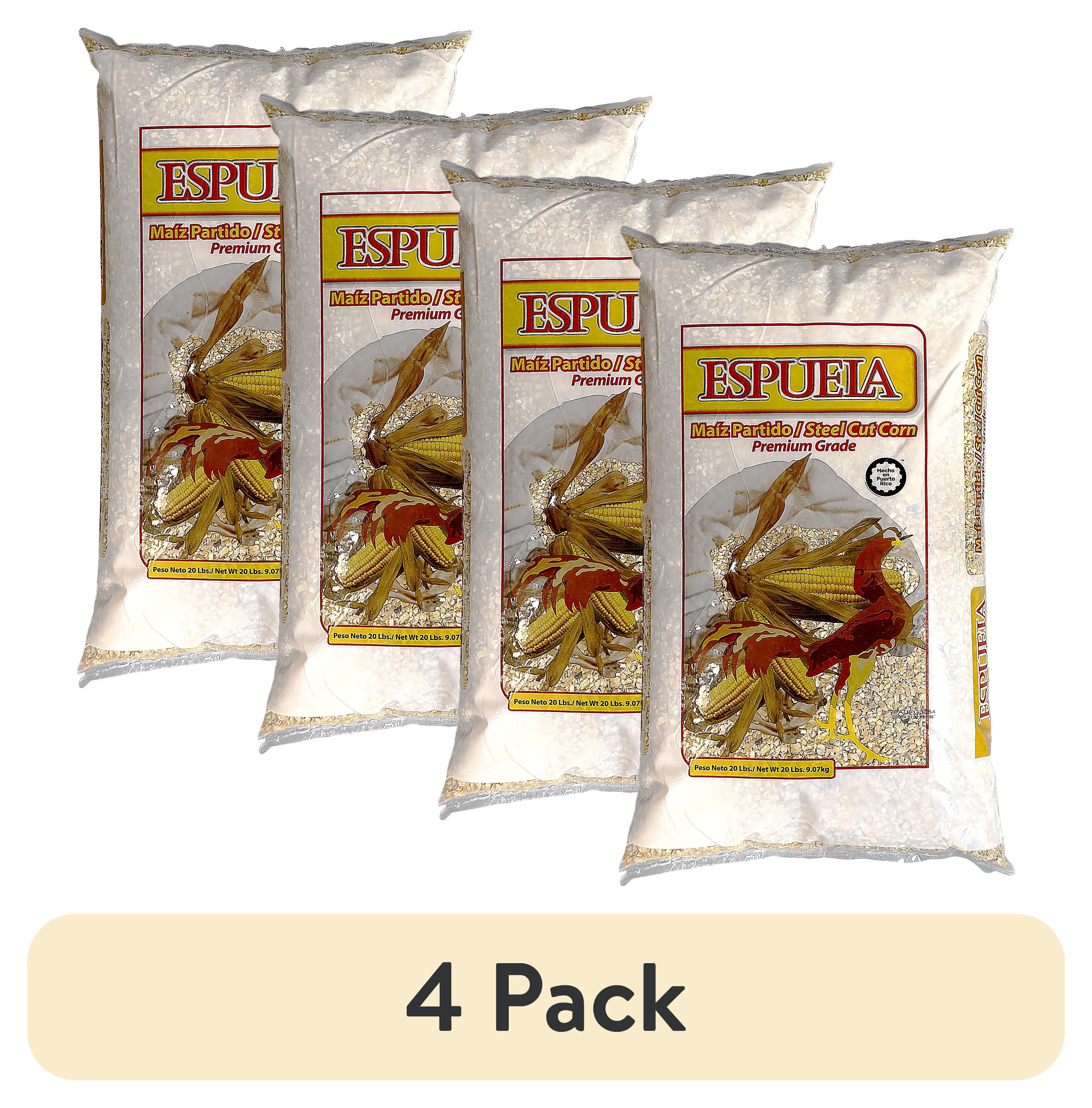 (4 pack) "Espuela" Steel Cut Corn for Birds, Premium Grade, Live Bird Feed, 20 Pounds Bag