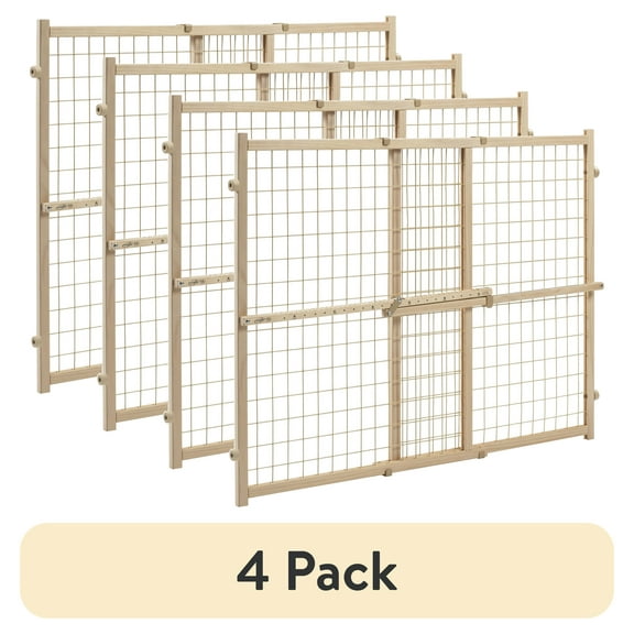 (4 pack) Evenflo Position & Lock Tall and Wide Value Adjustable Baby Gate (Natural), Fits Openings 31 - 50 in. Wide