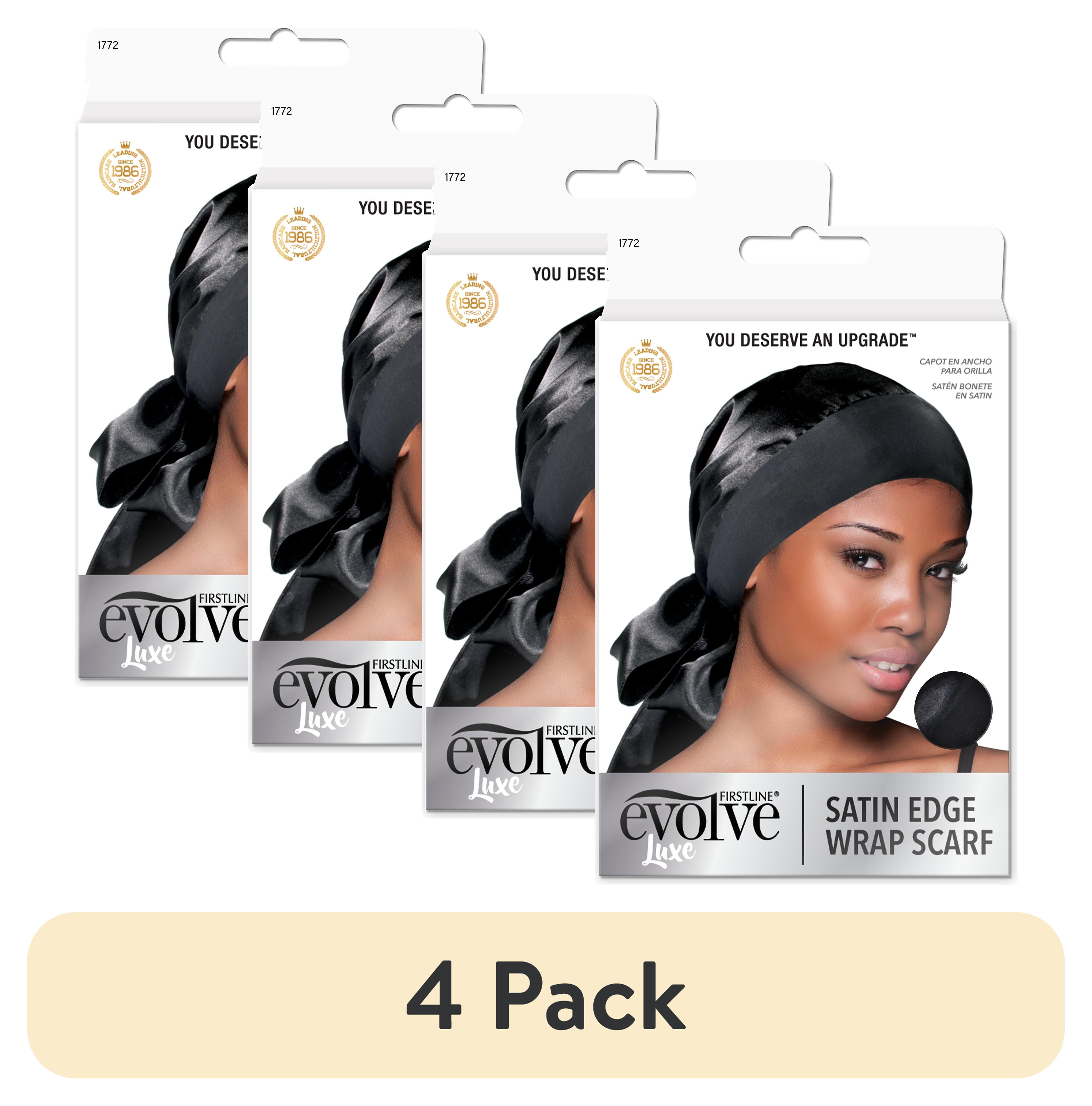 (4 pack) Evolve Satin Edge Wrap Scarf Black