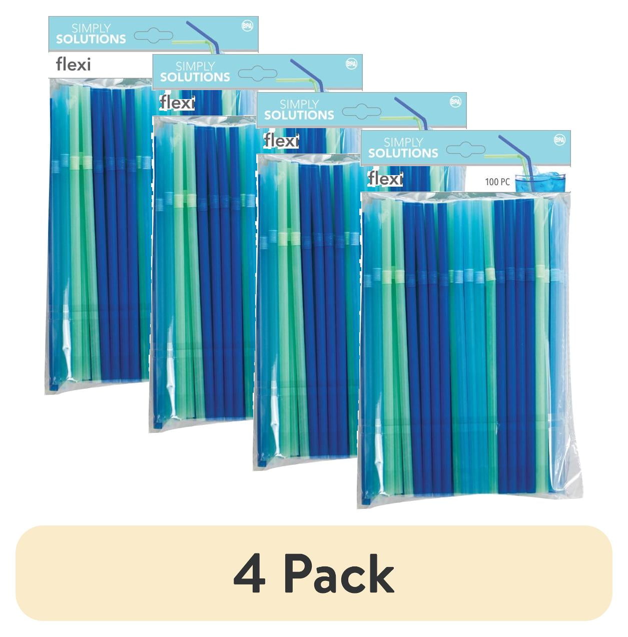 (4 pack) Evri Blue Green Flexi Straws