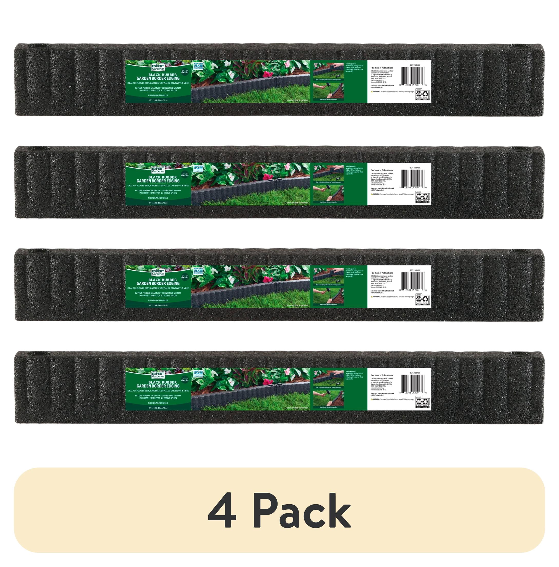 (4 pack) Expert Gardener 2' x 3" Black Recycled Rubber Garden Border ...