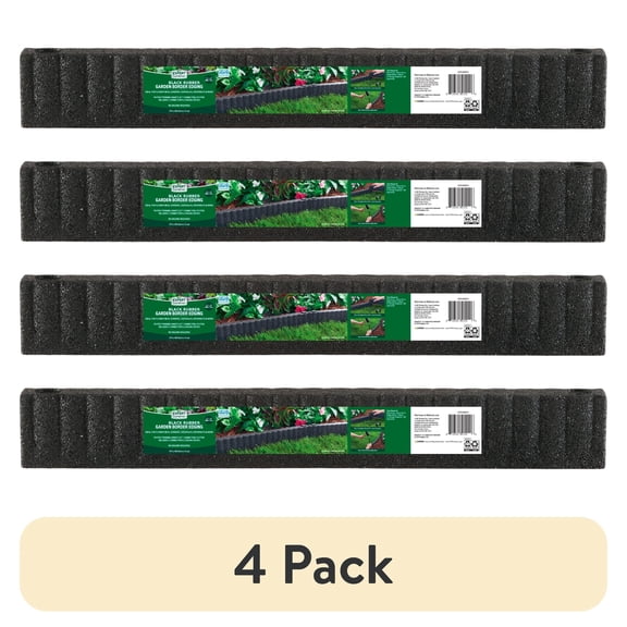 (4 pack) Expert Gardener 2' x 3" Black Recycled Rubber Garden Border Landscape Edging
