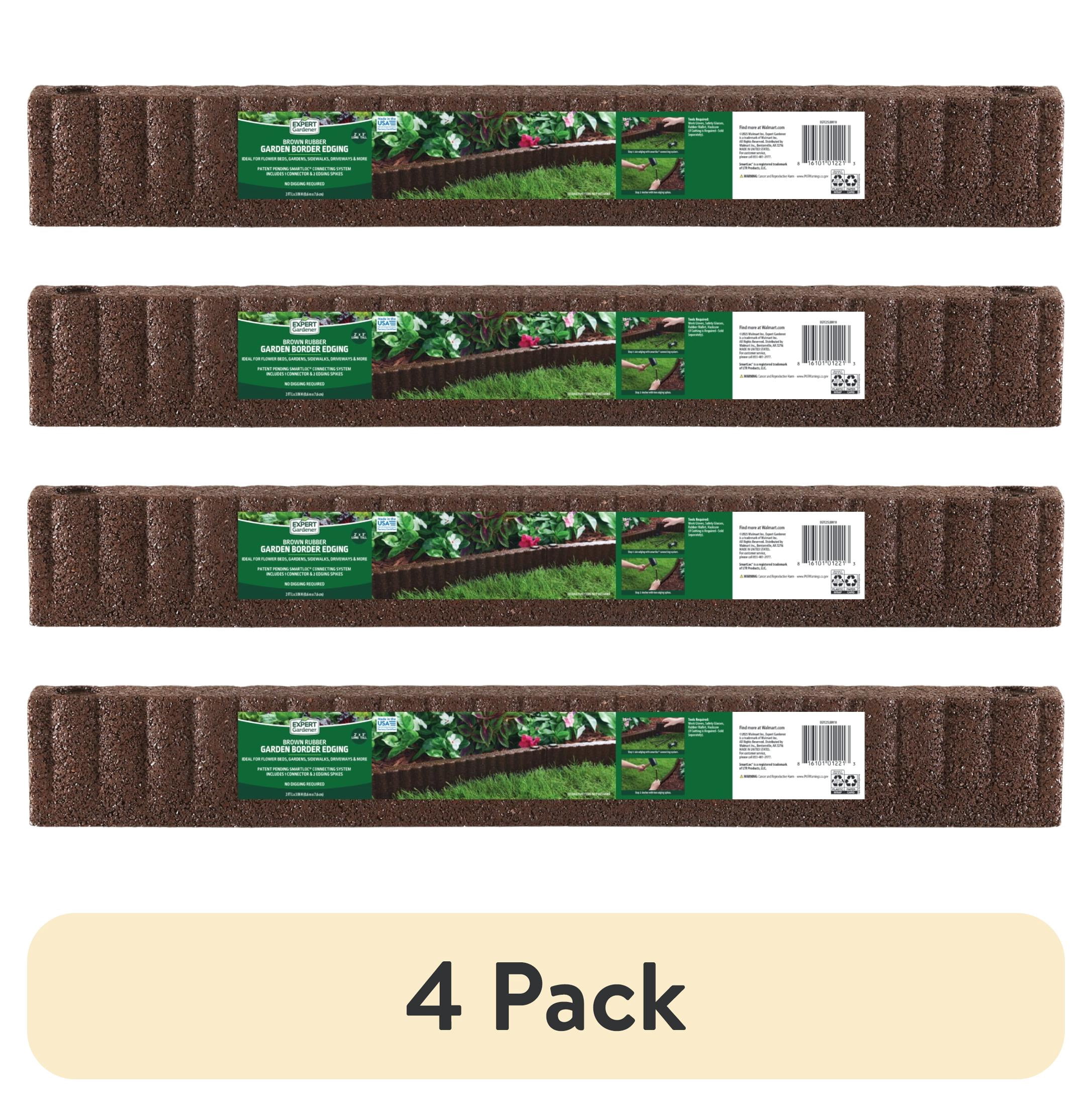 (4 pack) Expert Gardener 2' x 3" Brown Recycled Rubber Garden Border Landscape Edging