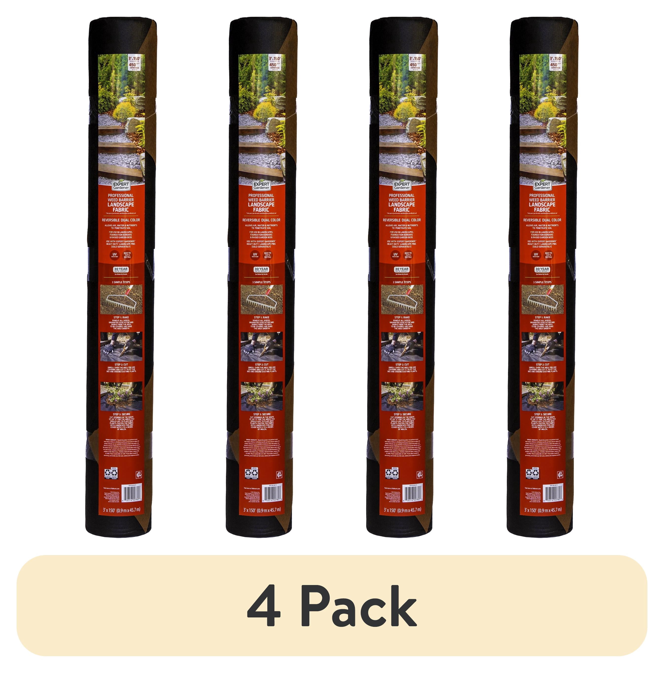 (4 pack) Expert Gardener 3' x 150' Professional Weed Barrier Fabric, Dual Color, Enhanced UV Protection