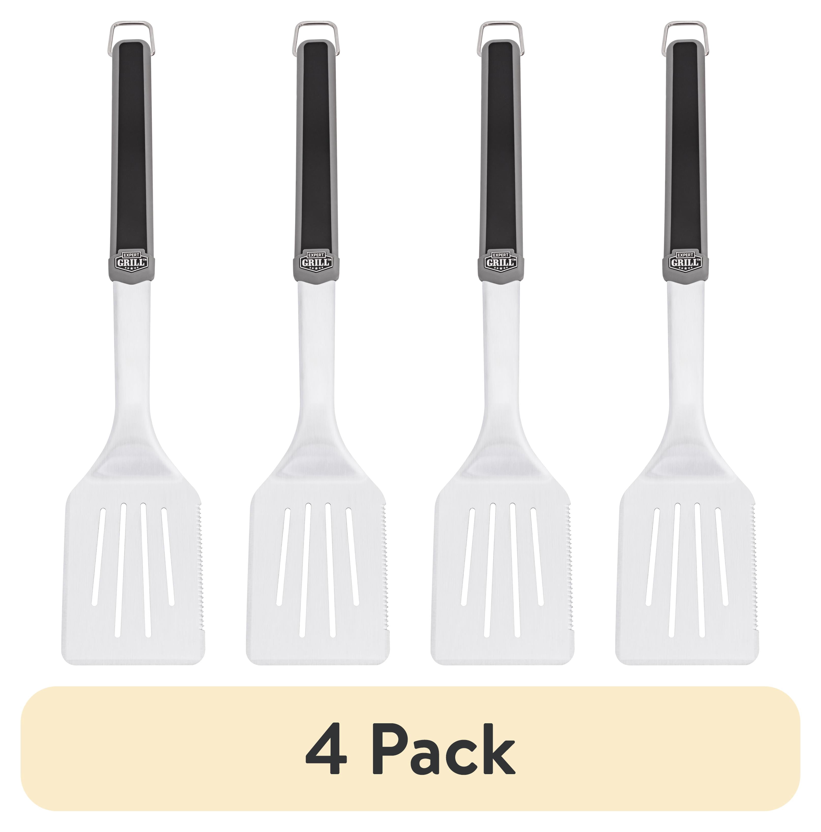 (4 pack) Expert Grill Stainless Steel Grill Spatula, Black & Gray
