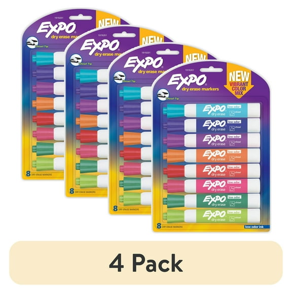 Expo Low Odor Dry Erase Markers, Chisel Tip, Vibrant Colors, 8 Count