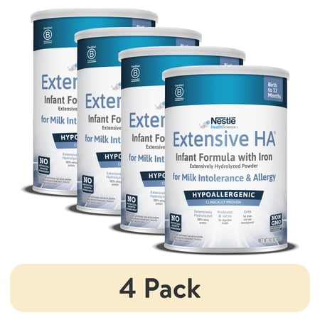 (4 pack) Extensive HA Hypoallergenic Infant Formula with Iron, DHA & Probiotic, 14.1 oz