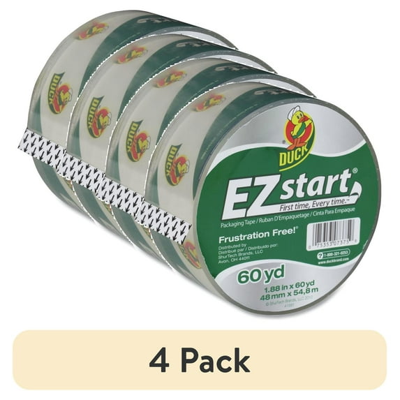 (4 pack) EZ Start 1.88 in. x 60 yards 3 in. Core Premium Packaging Tape - Clear (1-Roll)
