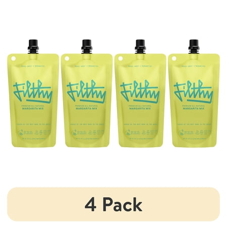 (4 pack) Filthy Organic Blue Agave Margarita Cocktail Mixer, 8 fl oz Pouch, Non-Alcoholic, Non-GMO, gluten Free, Vegan