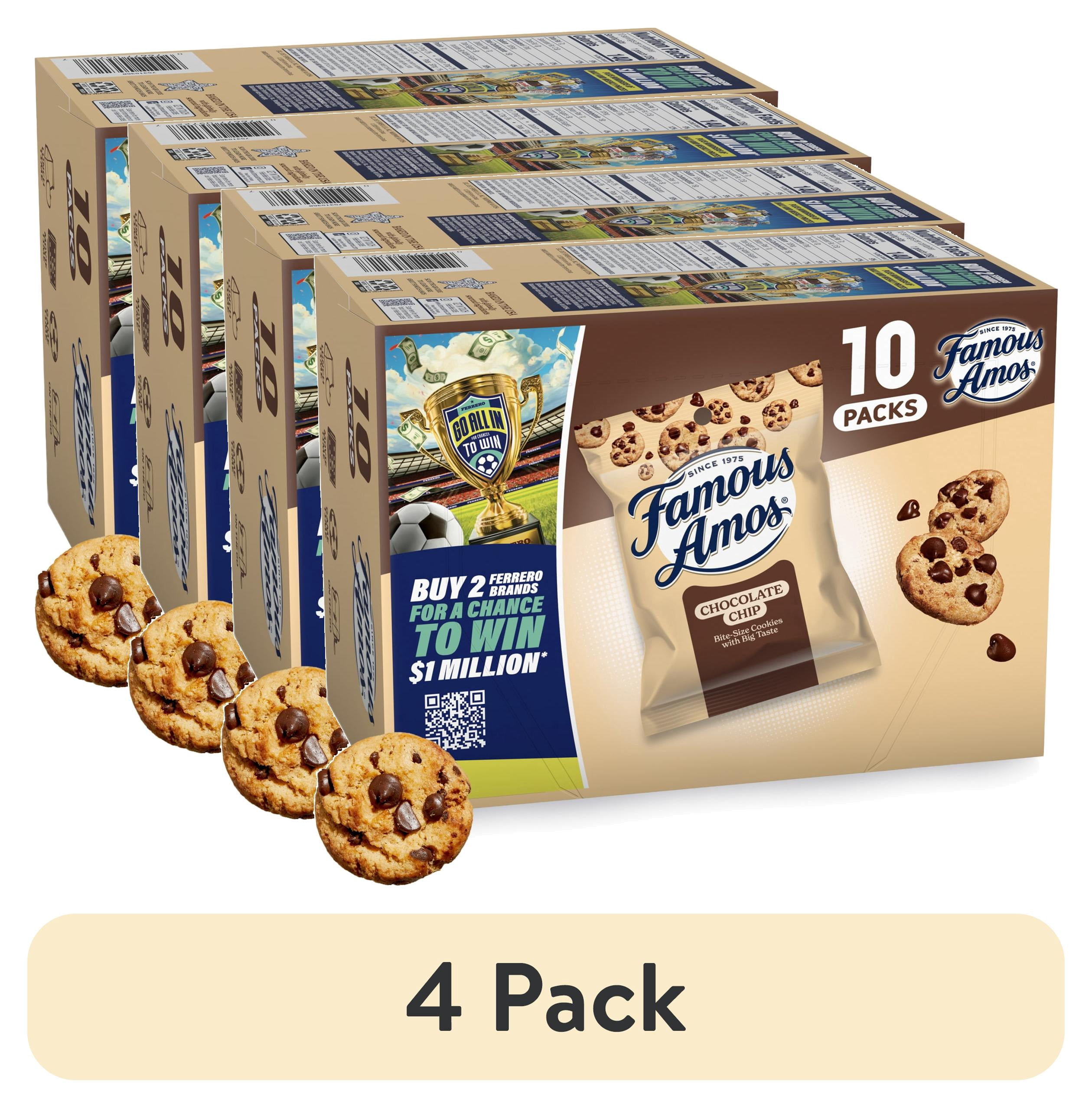 (4 pack) Famous Amos Classic Chocolate Chip Cookies, Bite-size cookies ...