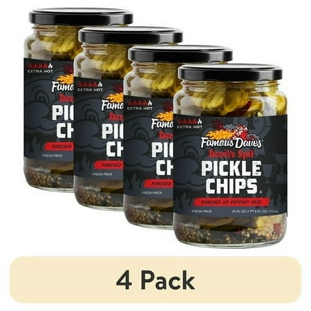 (4 pack) Famous Dave's Devil's Spit™ Pickle Chips, 24 fl oz Jar
