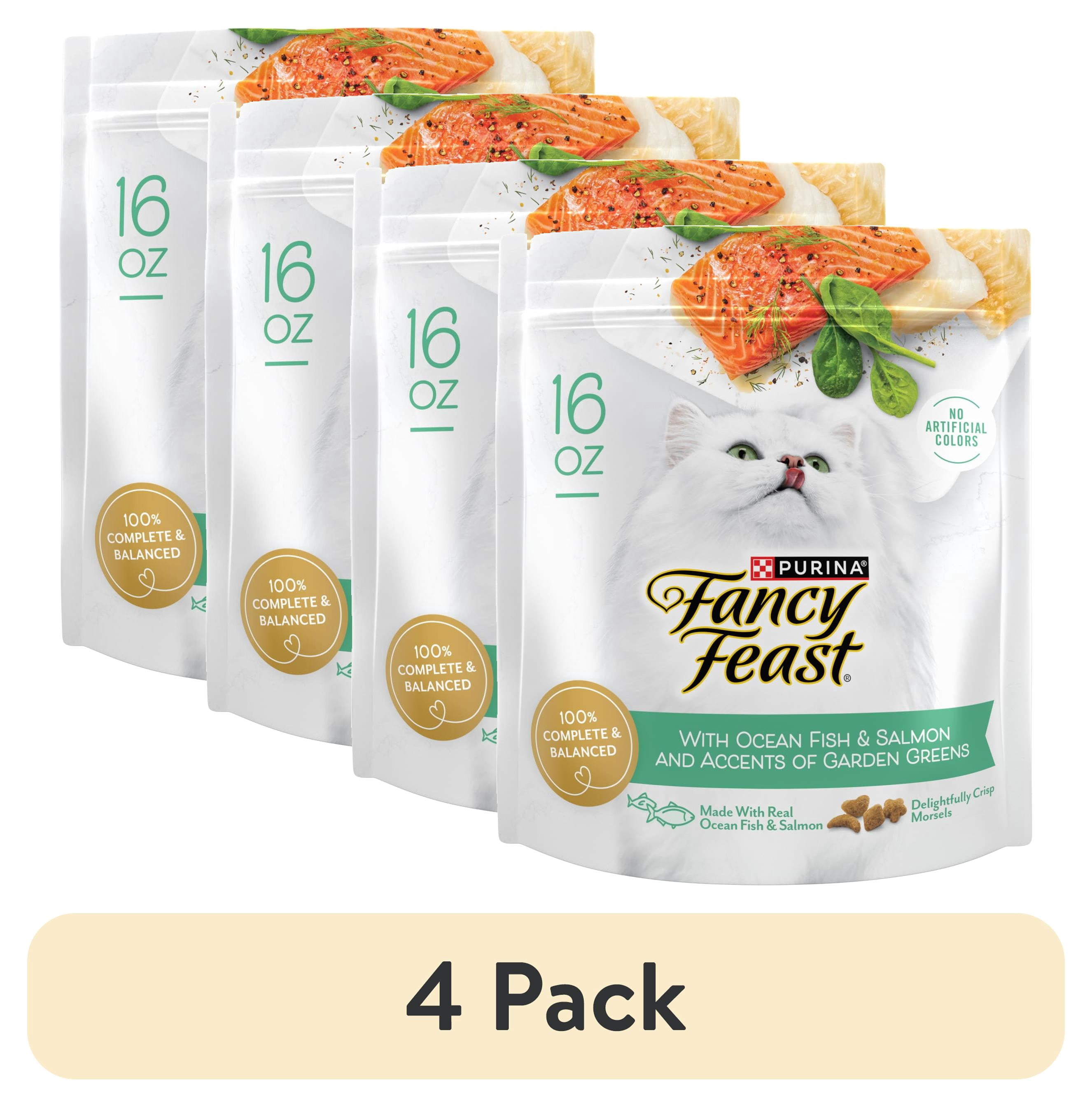 (4 pack) Purina Fancy Feast Dry Cat Food With Ocean Fish and Salmon, 16 oz.