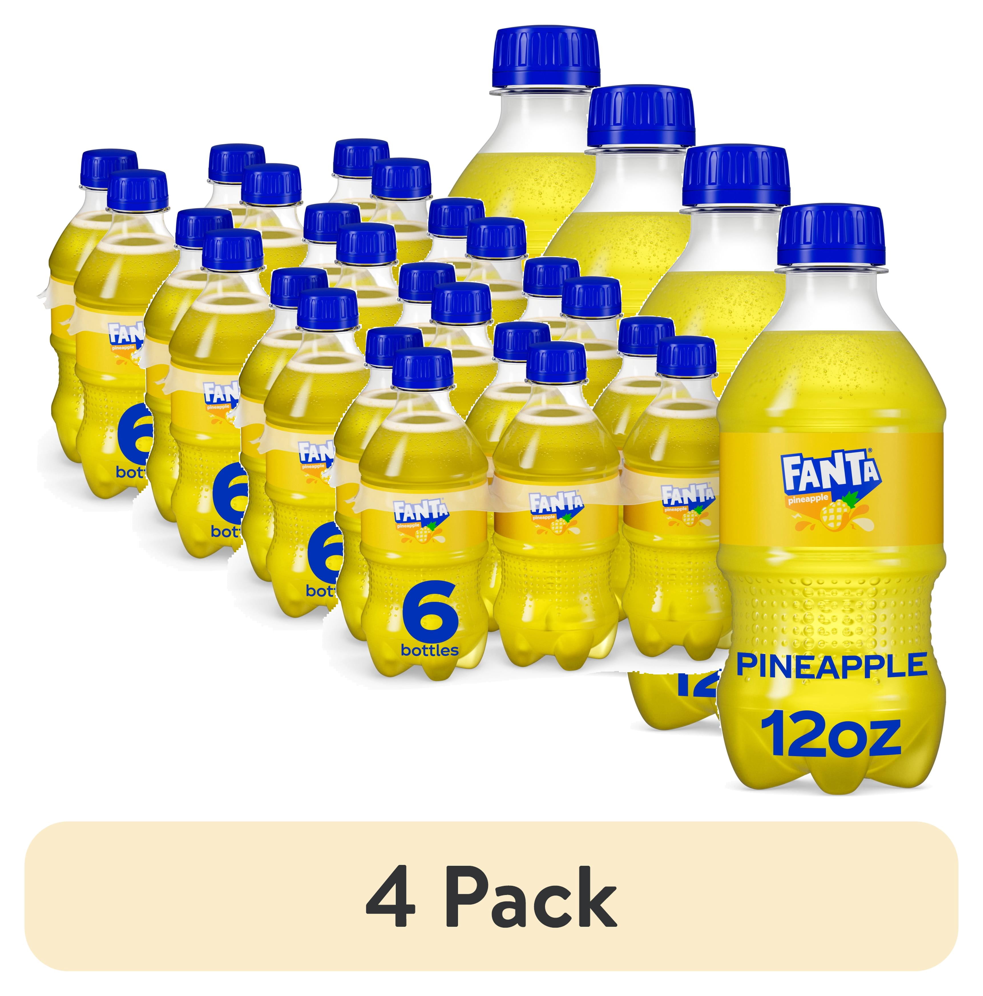 (4 pack) Fanta Pineapple Soda Pop Bottles, 12 fl oz, 6 Pack