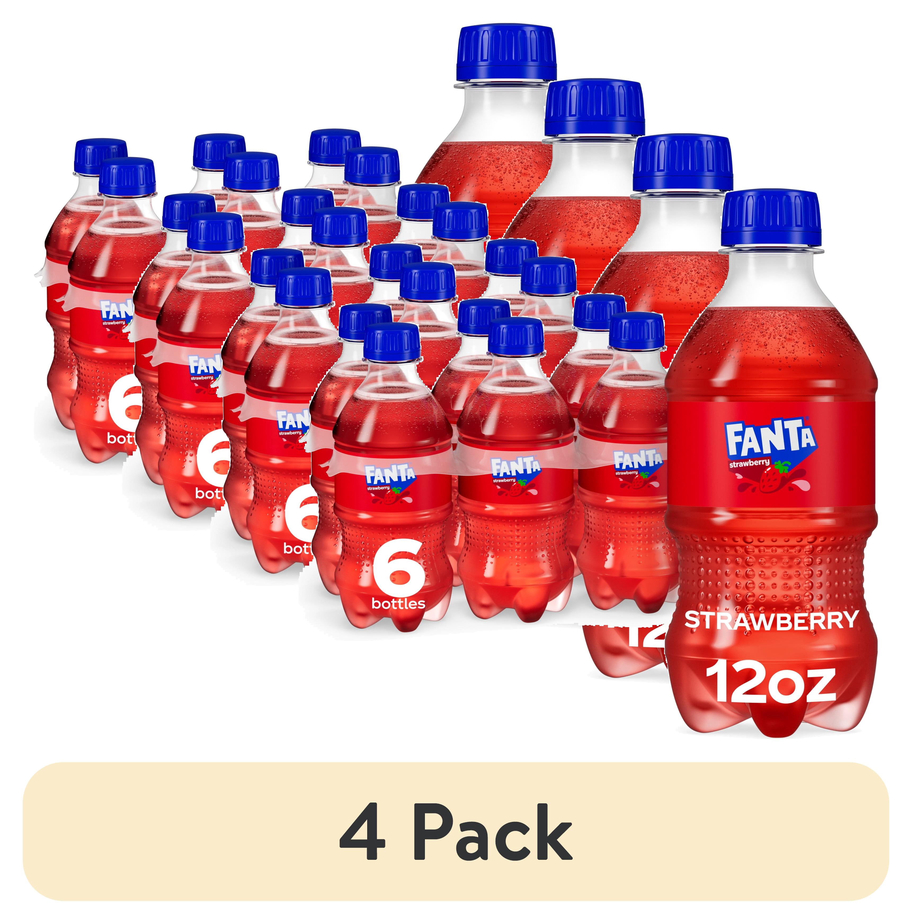 (4 pack) Fanta Strawberry Soda Pop Bottles, 12 fl oz, 6 Pack