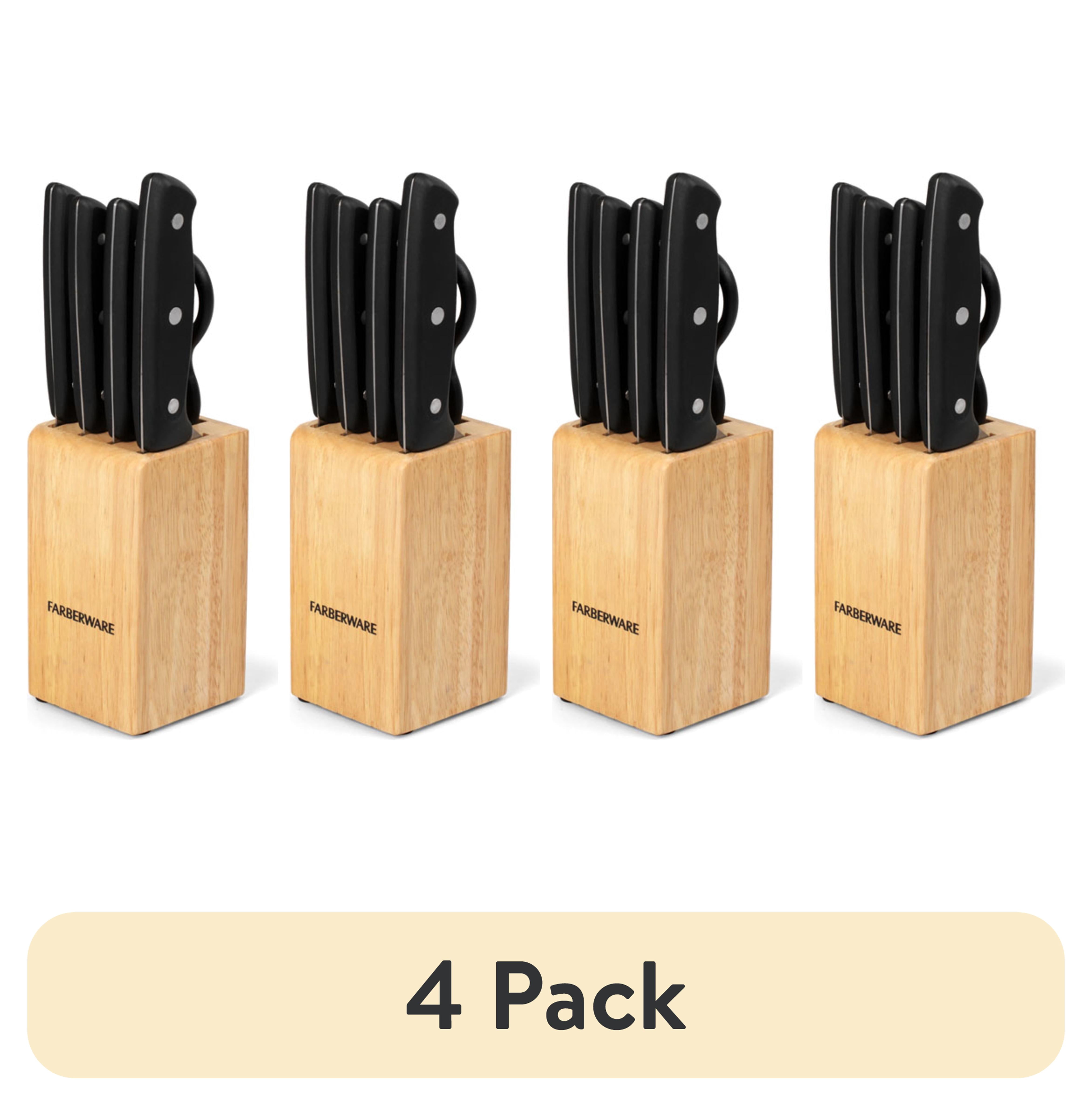 (4 pack) Farberware Classic Stainless Steel 6-Piece Tripe-Riveted Knife Set with Black Handle