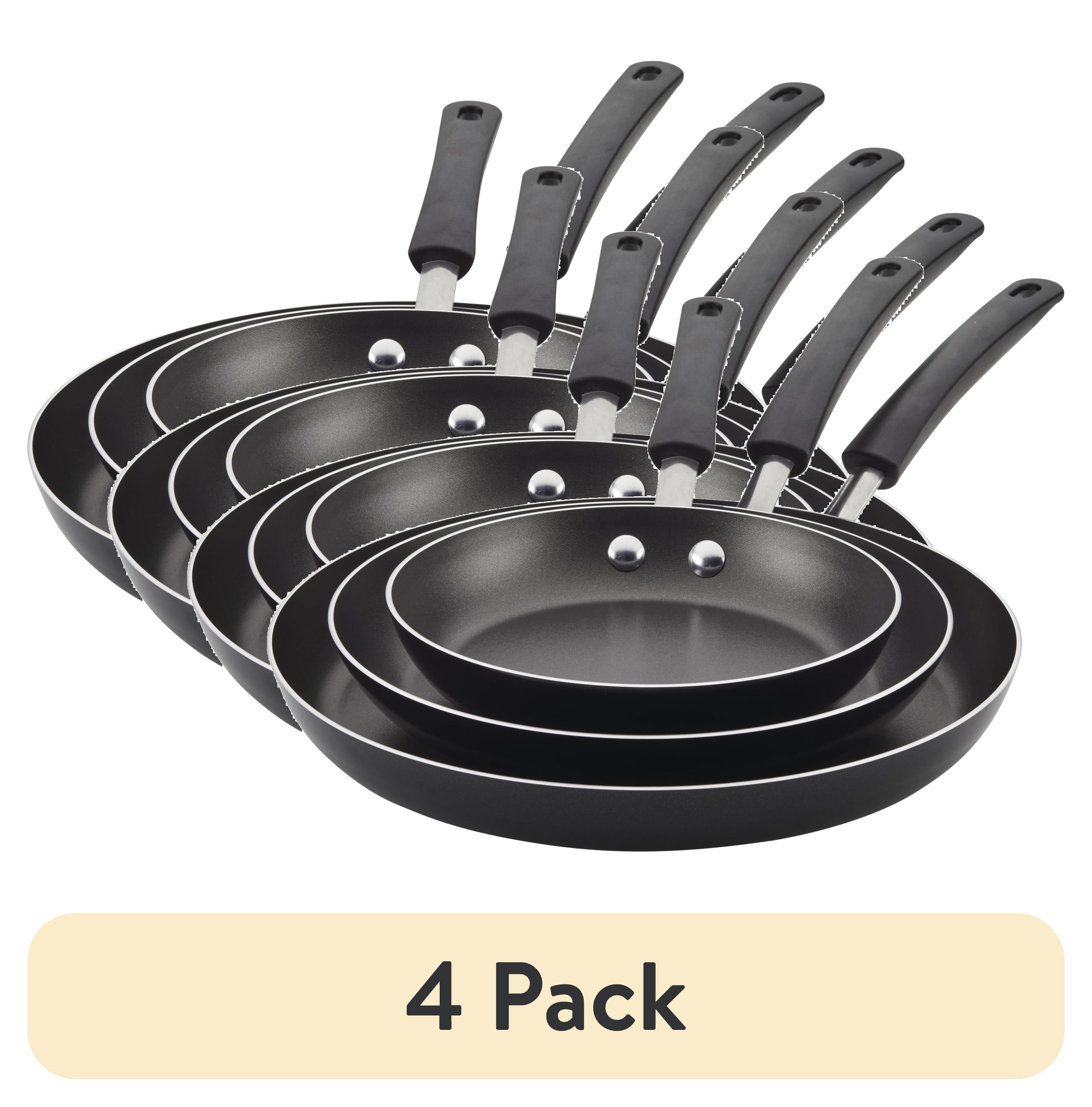 (4 pack) Farberware Easy Clean 3 Pcs Nonstick Frying Pans / Skillets, Dishwasher Safe, 8 Inch, 9.75 Inch, 12 Inch, Black