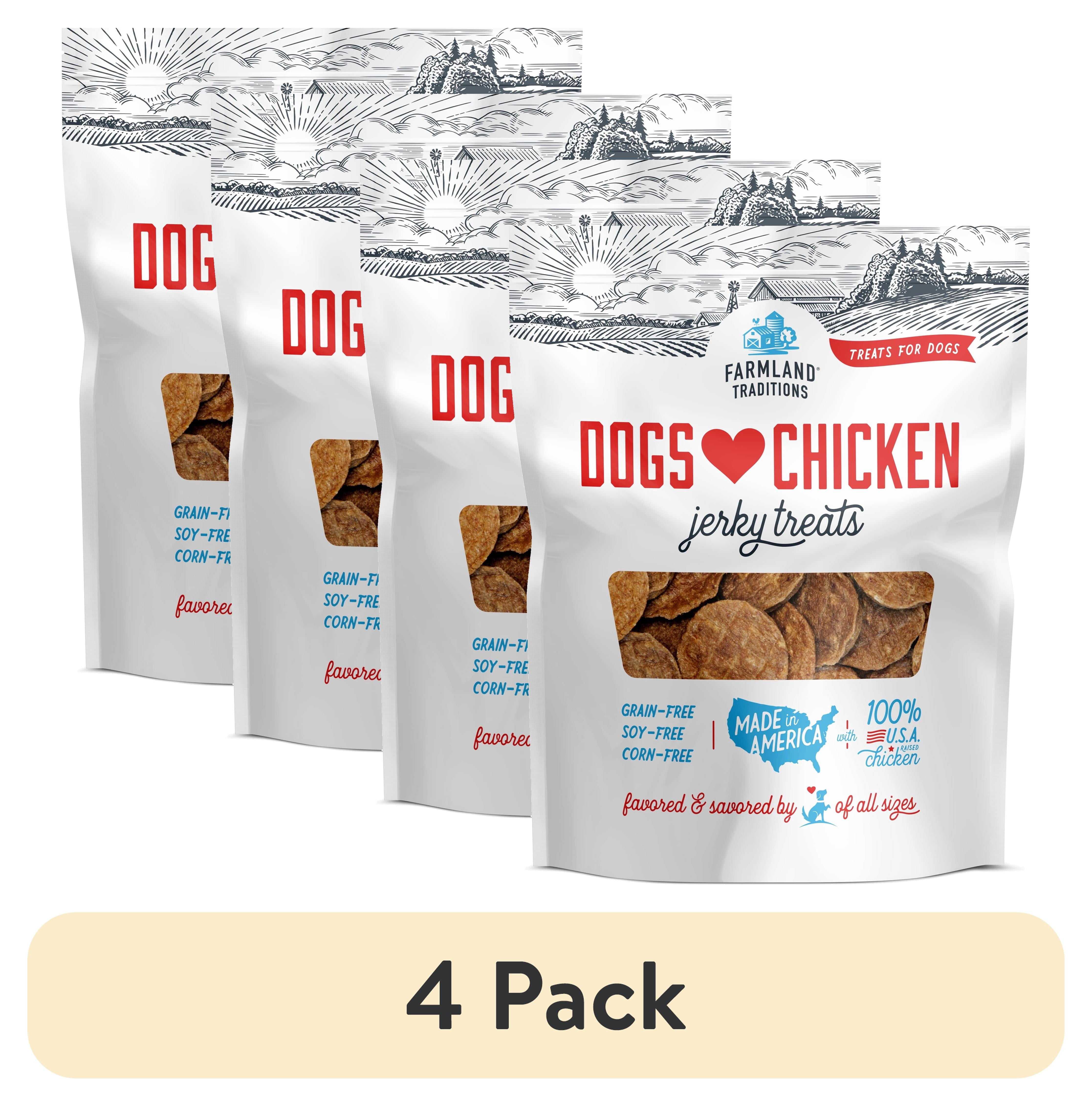 (4 pack) Farmland Traditions Dogs Love Chicken Jerky Dog Treats with Only 3 Ingredients and No Fillers, 1 Pound Bag