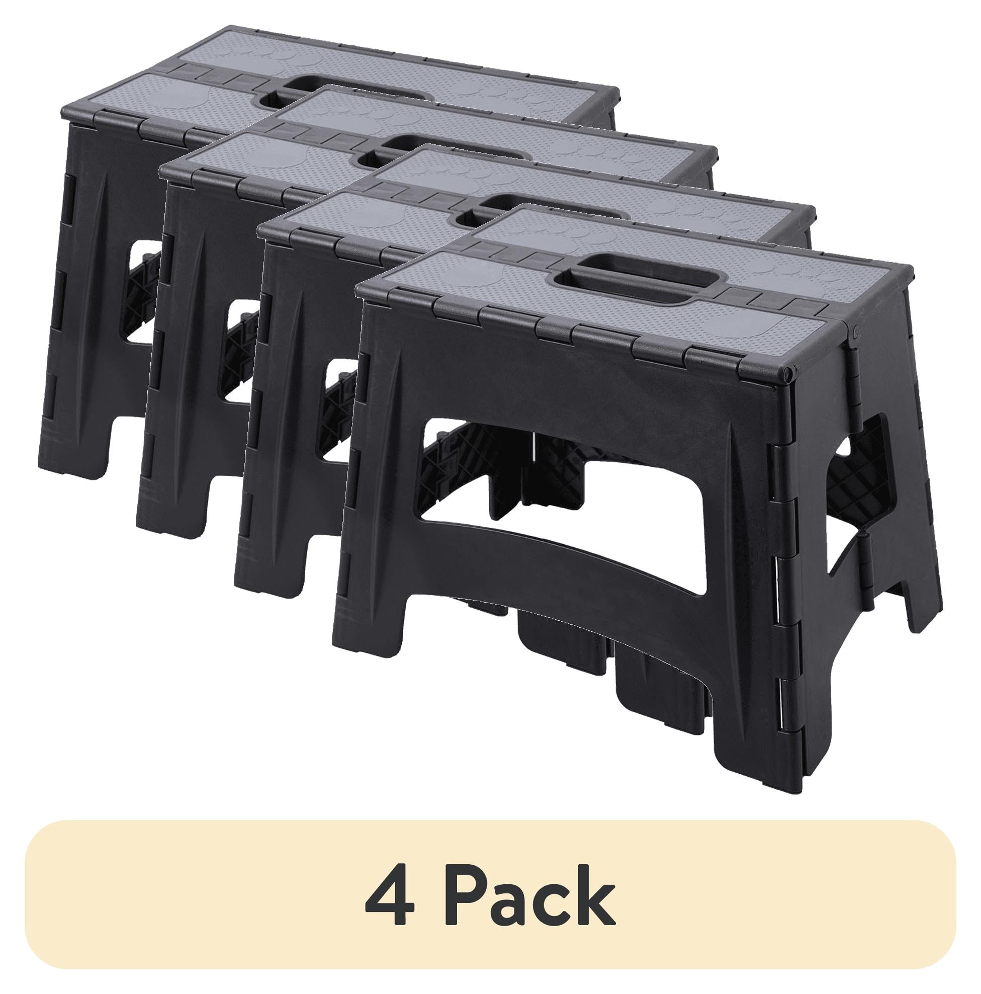 (4 pack) Farmora 12 inch Anti-Slip Step Stool 300 lb Capacity, Black