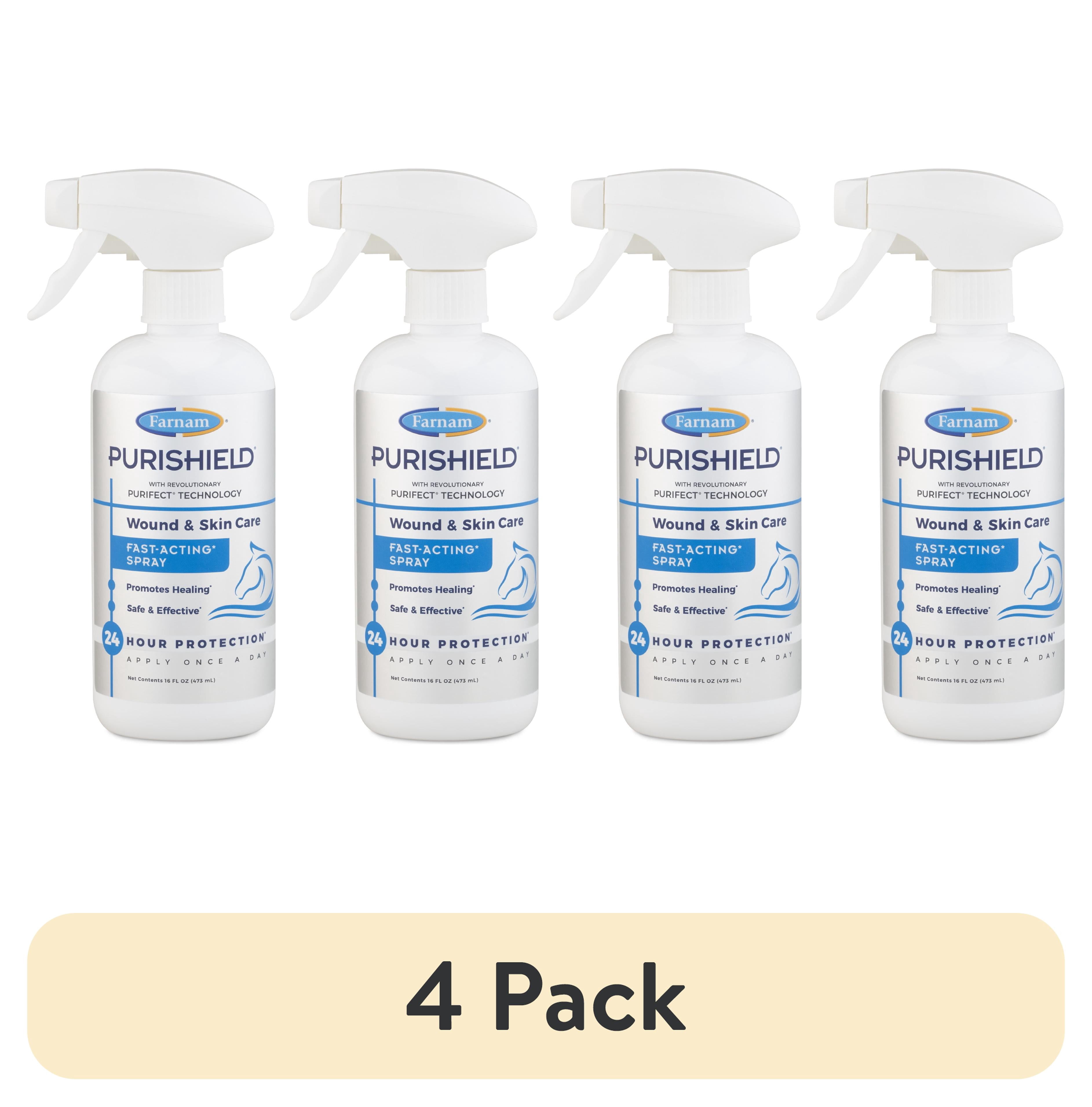 (4 pack) Farnam Purishield Wound & Skin Spray, Horses, Dogs, Cats & Livestock 16 Fluid Ounces