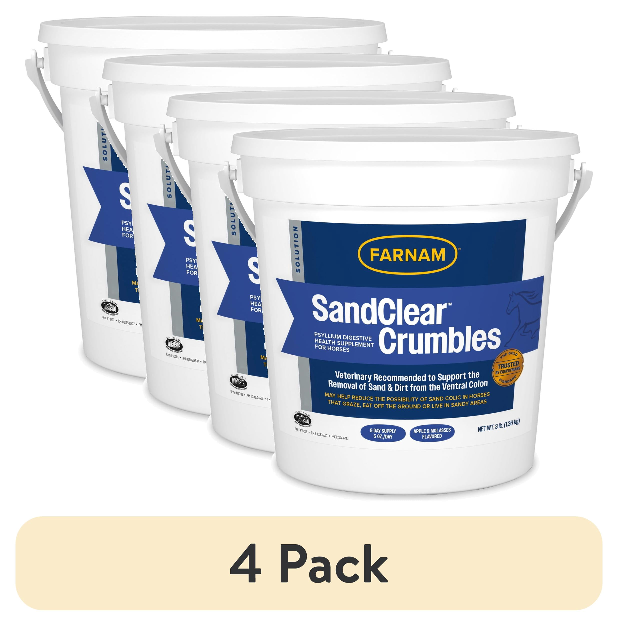 (4 pack) Farnam SandClear Natural Psyllium Crumbles 3 Pounds 9 Scoops