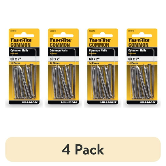 (4 pack) Fas-n-tite Common Nails, 6D x 2", Steel, Polished, Gray, Interior Nails, 14 pack