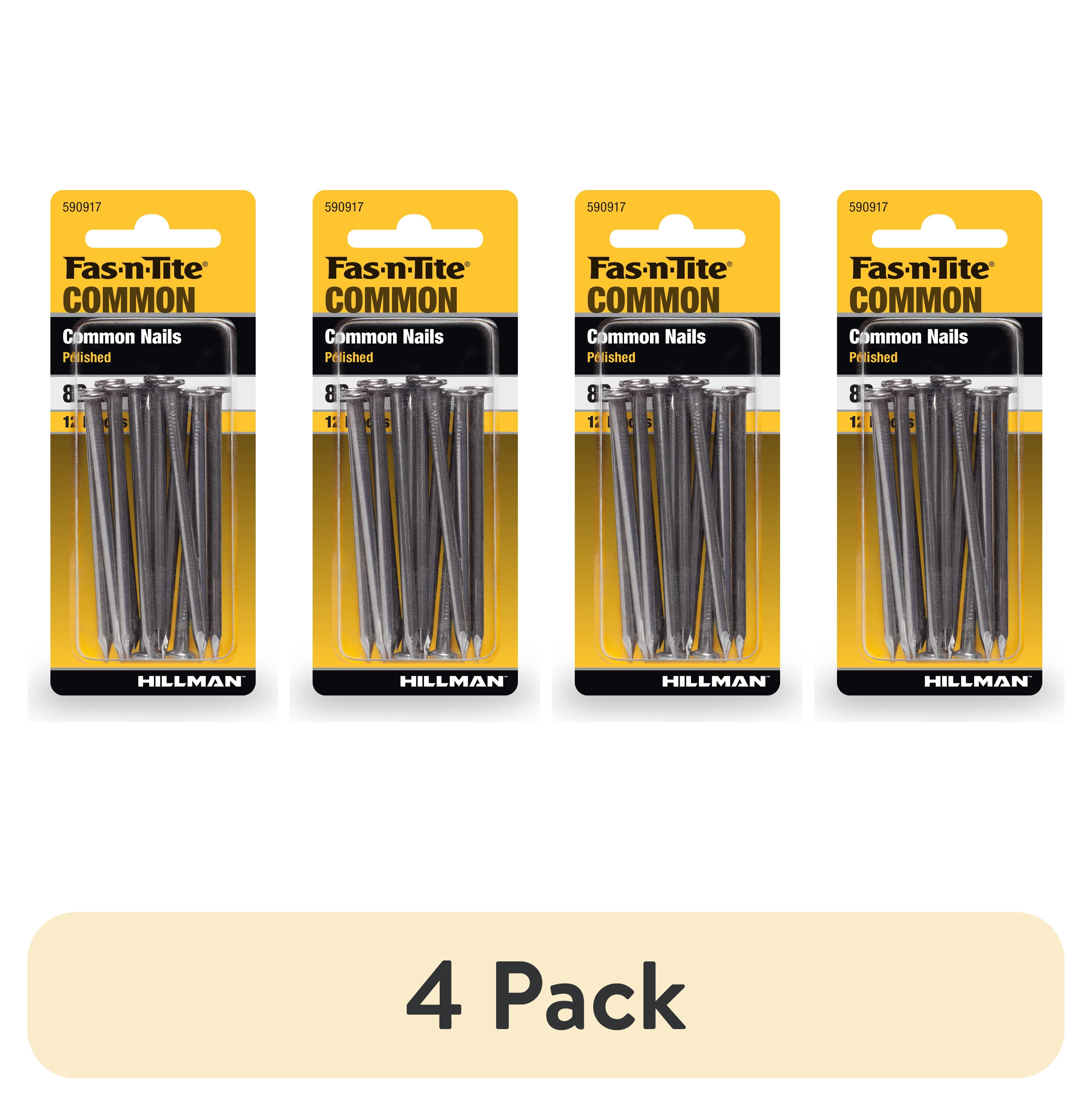 (4 pack) Fas-n-tite Common Nails, 8D x 2-1/2", Steel, Polished, Gray, Interior Nails, 12 pack