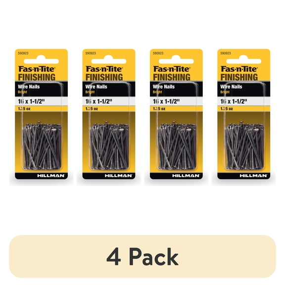 (4 pack) Fas-n-tite Bright Wire Finishing Nails, 16 x 1-1/2", Steel, Silver, Interior Nails