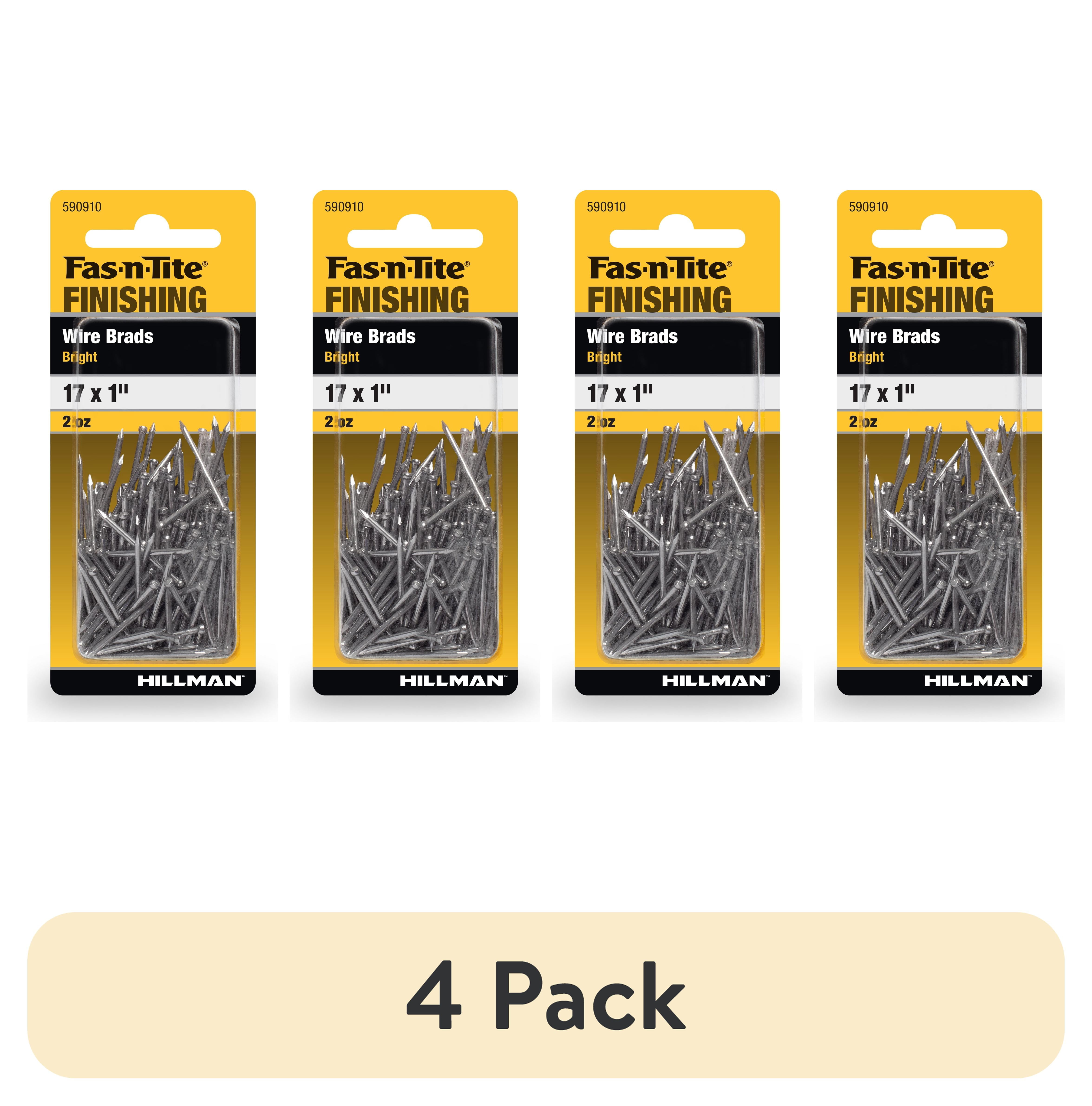 (4 pack) Fas-n-tite Bright Wire Finishing Nails, 17 x 1", Steel, Silver, Interior Nails