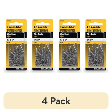 (4 pack) Fas-n-tite Bright Wire Finishing Nails, 17 x 1", Steel, Silver, Interior Nails