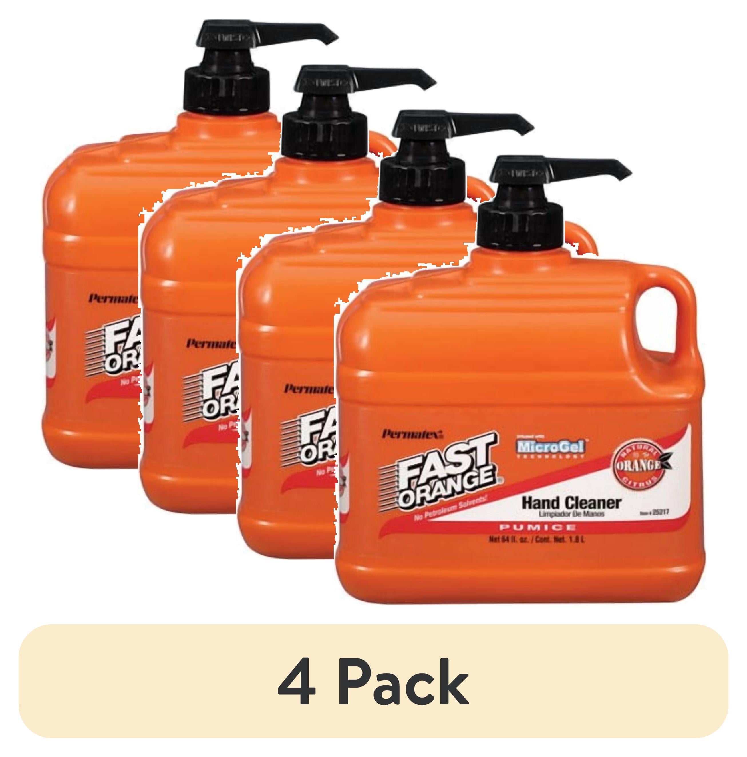 (4 pack) Fast Orange Pumice Lotion, Heavy Duty Hand Cleaner, Natural Citrus Scent, 1/2 Gallon - 25217