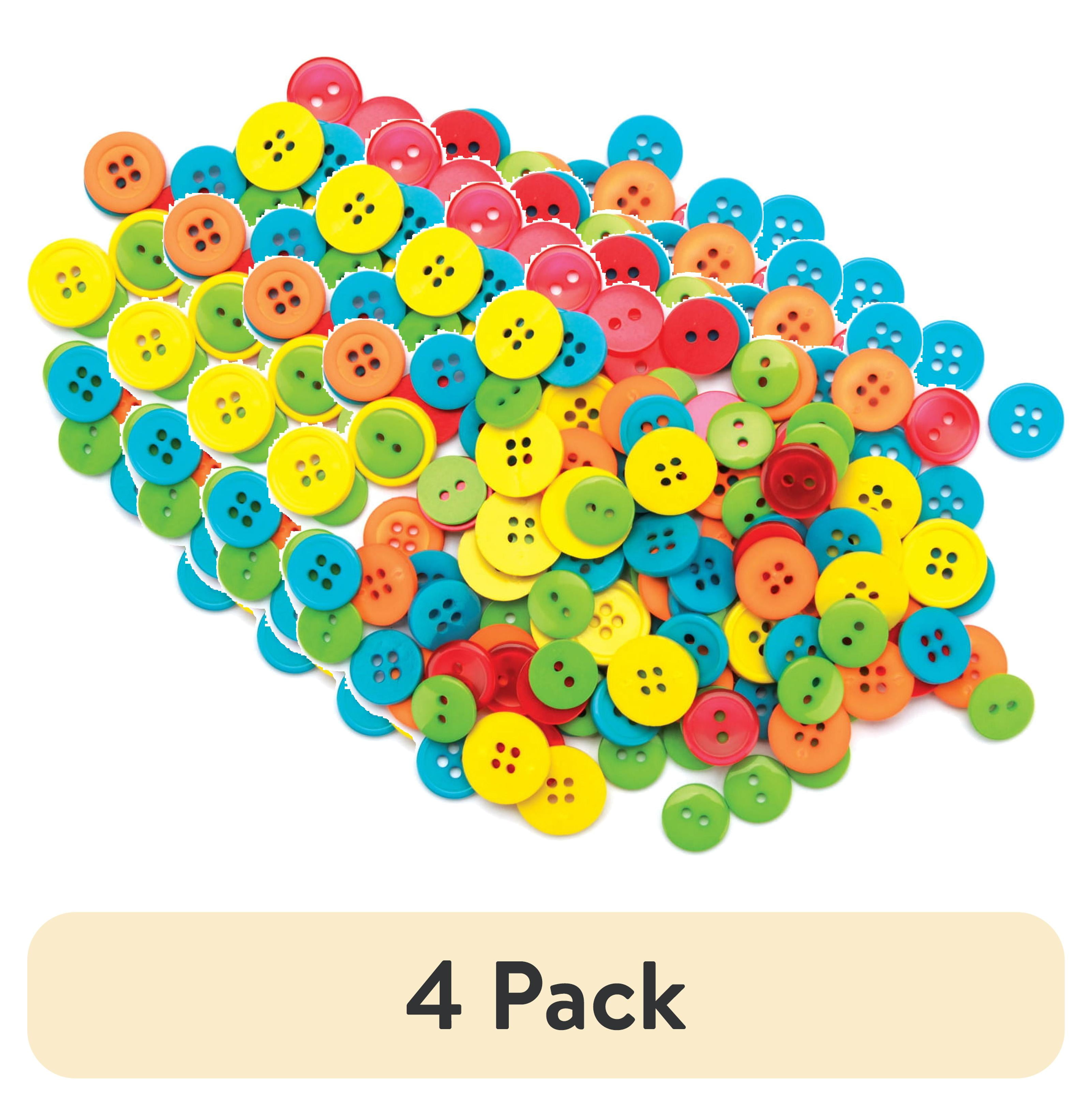 (4 pack) Favorite Findings Citrus Multi Color Basic Round Sew Thru Buttons, 130 Count