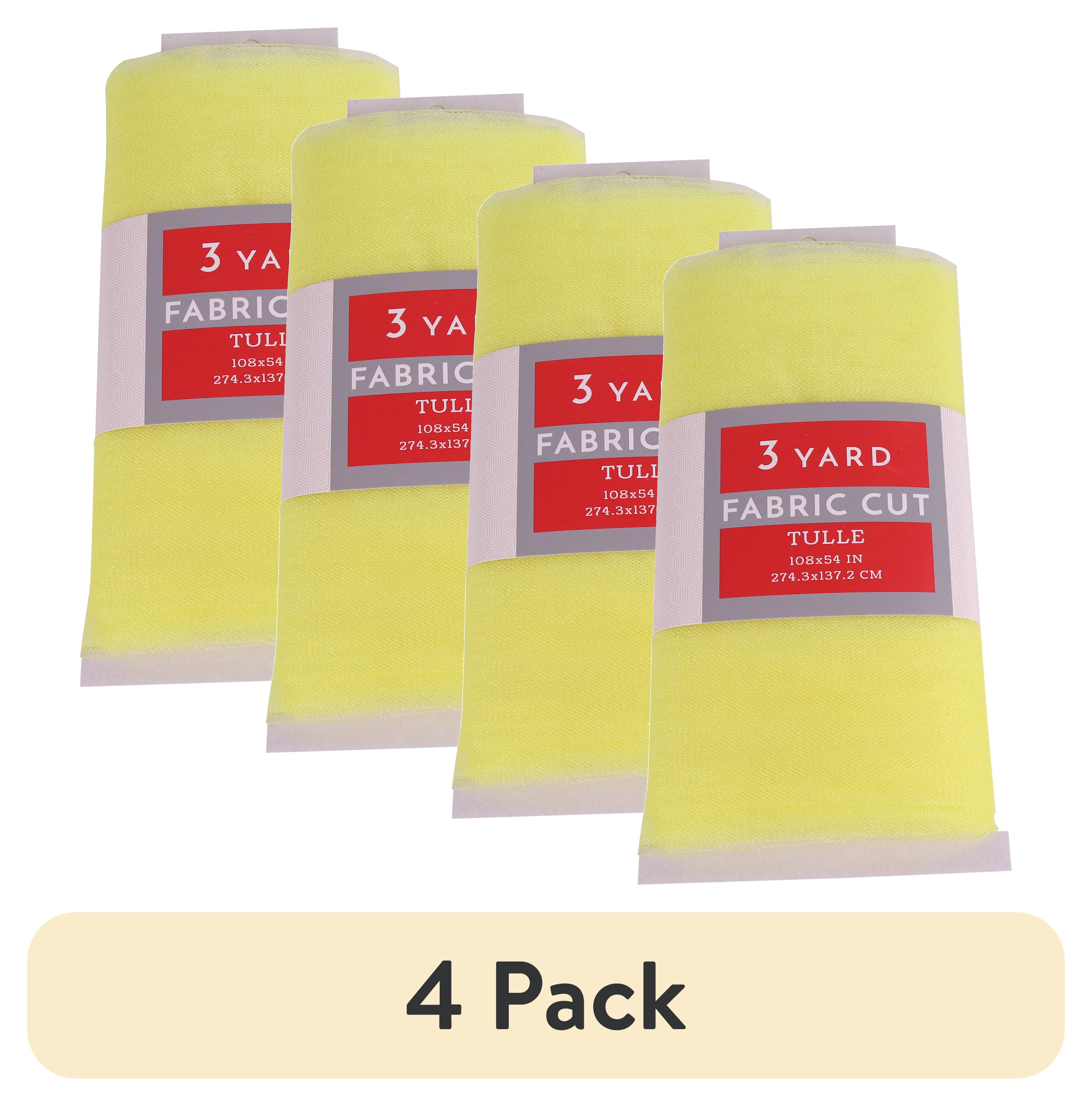 (4 pack) 3 Yard Cut Sparkle Tulle Fabric, Yellow, 54" Wide for Apparel & Crafting, by Fuzhou