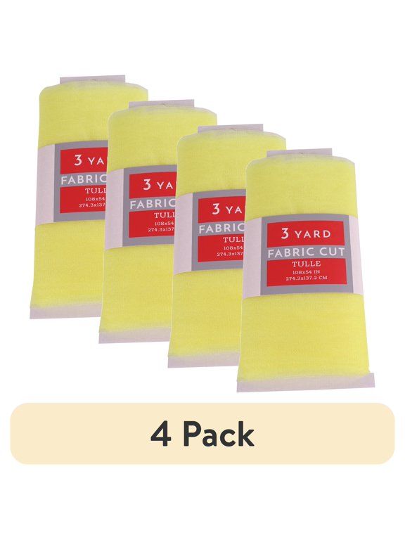 (4 pack) (4 pack) (4 pack) (4 pack) 3 Yard Cut Sparkle Tulle Fabric, Yellow, 54" Wide for Apparel & Crafting, by Fuzhou